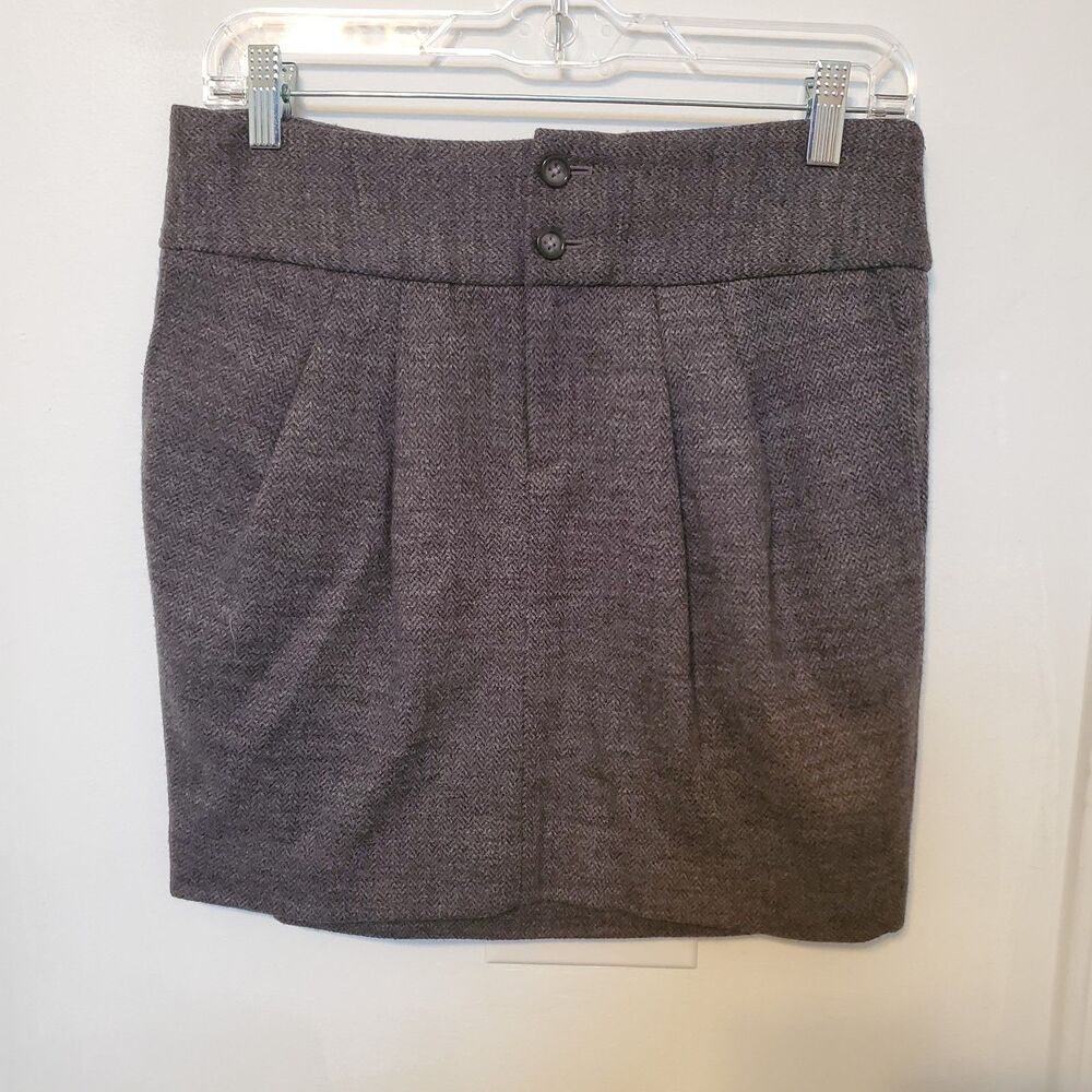 Banana Republic Wool Mini Skirt Sz 4 Gray Y2K Preppy Rachel Office Business